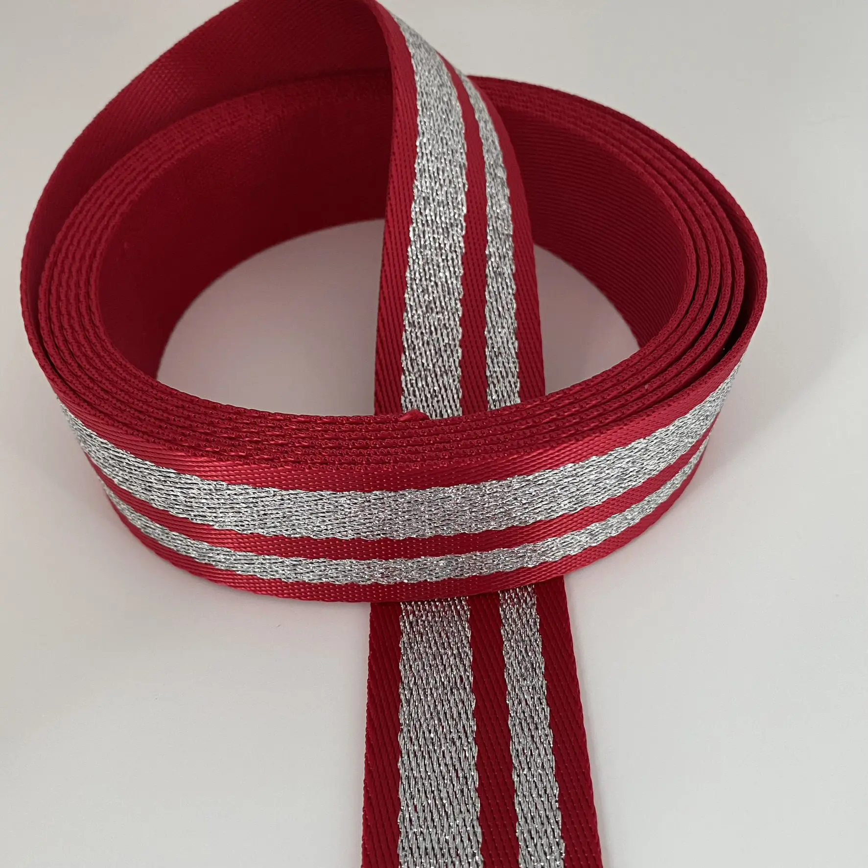 Gurtband Silver Stripes, 38mm, rot – Bild 4