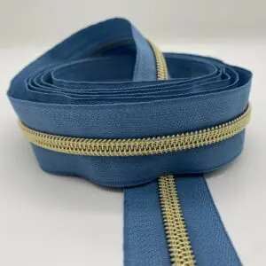 Reißverschluss Golden Star, breit, jeansblau