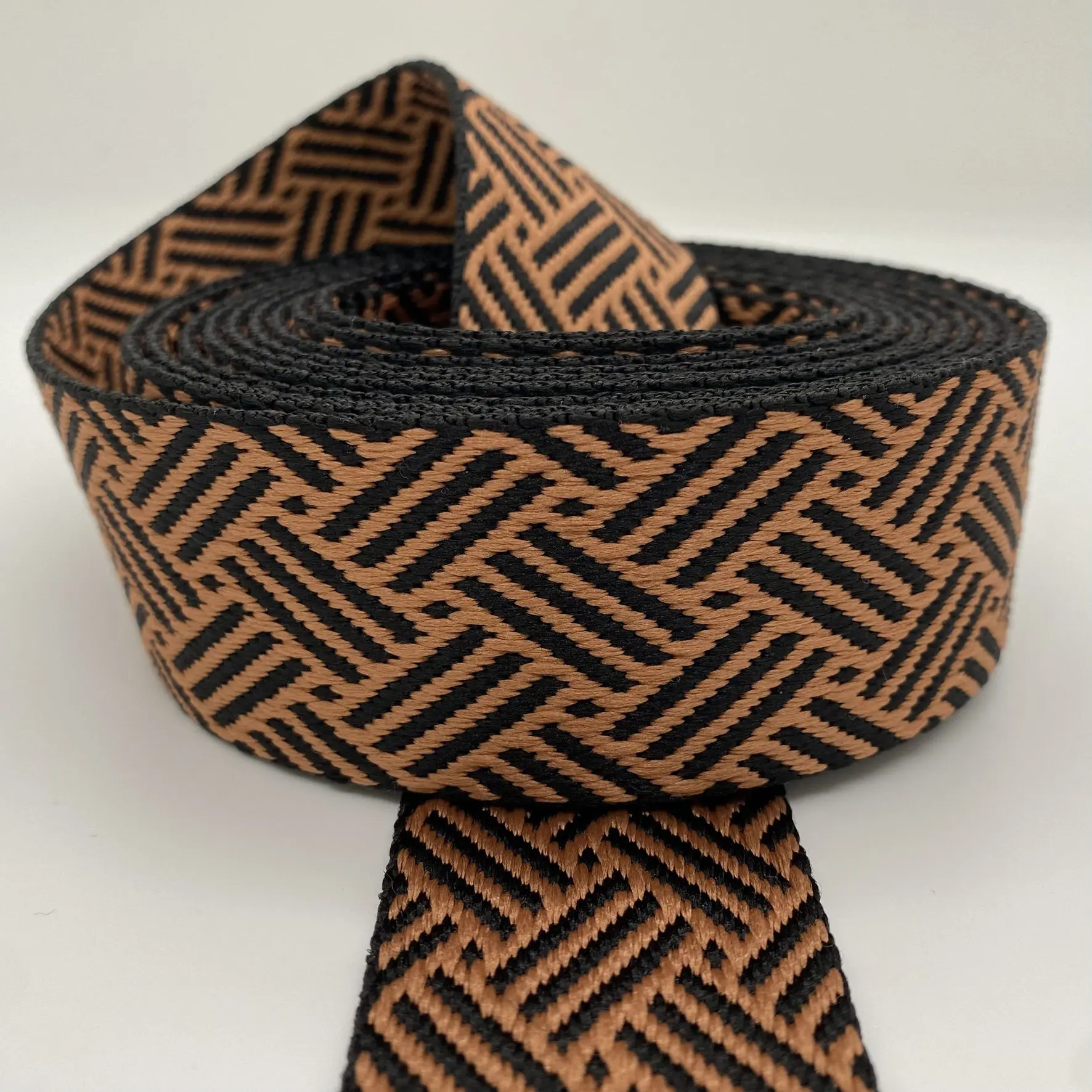 Gurtband Braided, 38mm, schwarz-cognac – Bild 3