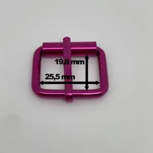 Rollschnalle Intense Colors Pink aus Metall mit Innenbreite von ca. 25,5 mm und Innenhöhe von ca. 19,8 mm für 25 mm breite Gurtbänder.