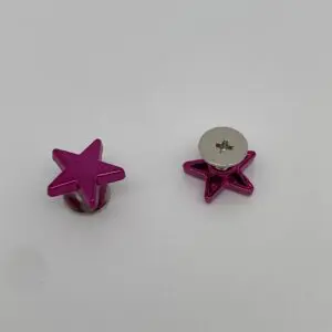 Schraubniete Star Intense Colors Pink mit sichtbarer Rückseite und Schraubverschluss zur einfachen Montage.