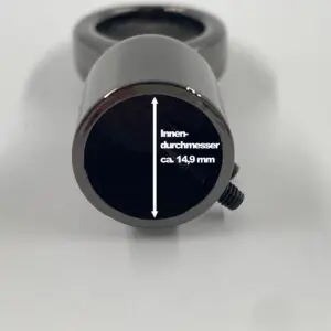 Kordelaufnahme des Kordelkarabiners Gunmetal mit ca. 14,9 mm Innendurchmesser für Kordeln und selbstgemachte gedrehte Taschengurte.