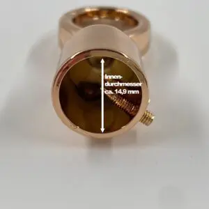 Kordelaufnahme des Kordelkarabiners Hellgold mit ca. 14,9 mm Innendurchmesser und seitlichen Schrauben zur Befestigung von Kordeln und selbstgemachten Gurten.