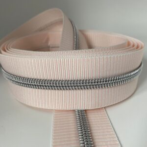 Reißverschluss Silver Stripes, breit, weiß-hellrosa