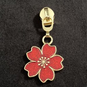 Zipper Sparkling Blossom, breit, hellgold-rot