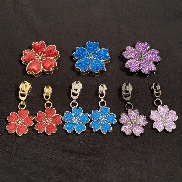 Zipper Sparkling Blossom, breit, hellgold-rot – Bild 6