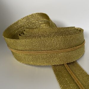 Reißverschluss Golden Sparkle, schmal, überbreites Band