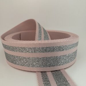 Gurtband Silver Stripes, 38mm, rosa