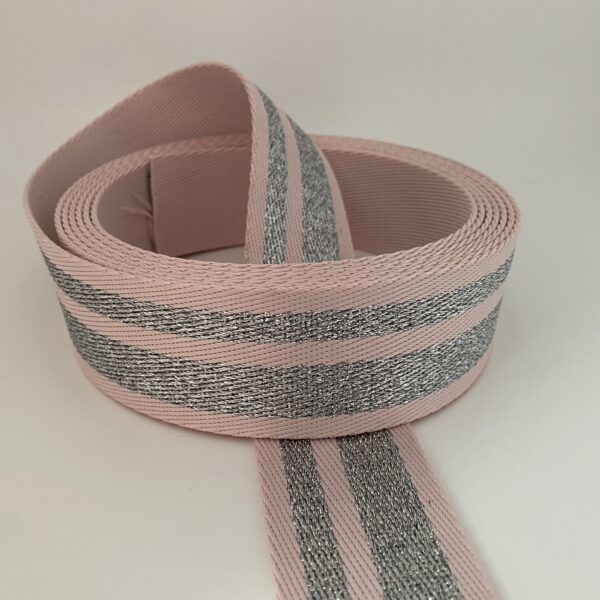 Gurtband Silver Stripes, 38mm, rosa – Bild 2