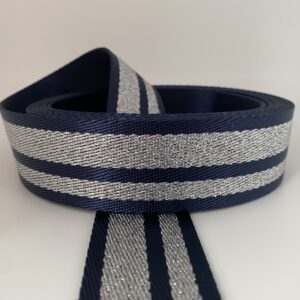 Gurtband Silver Stripes, 38mm, blau