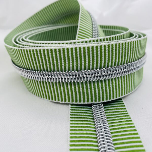 Reißverschluss Silver Stripes, breit, weiß-maigrün – Bild 4