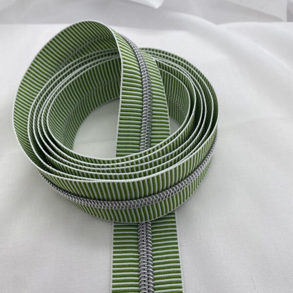 Reißverschluss Silver Stripes, breit, weiß-maigrün – Bild 3