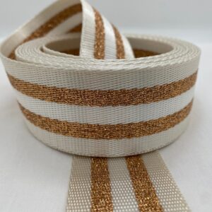 Gurtband White&Copper Stripes, 38 mm, creme