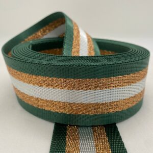 Gurtband White&Copper Stripes, 38 mm, tannengrün