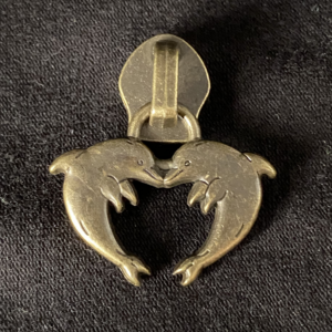 Zipper Dolphin-Heart, breit, bronze