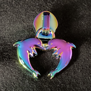 Zipper Dolphin-Heart, breit, regenbogen glänzend