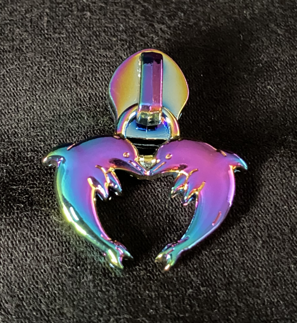 Zipper Dolphin-Heart, breit, regenbogen glänzend