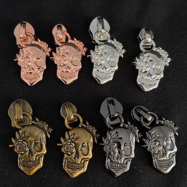 Zipper Skull&Rose, schmal, silber – Bild 4