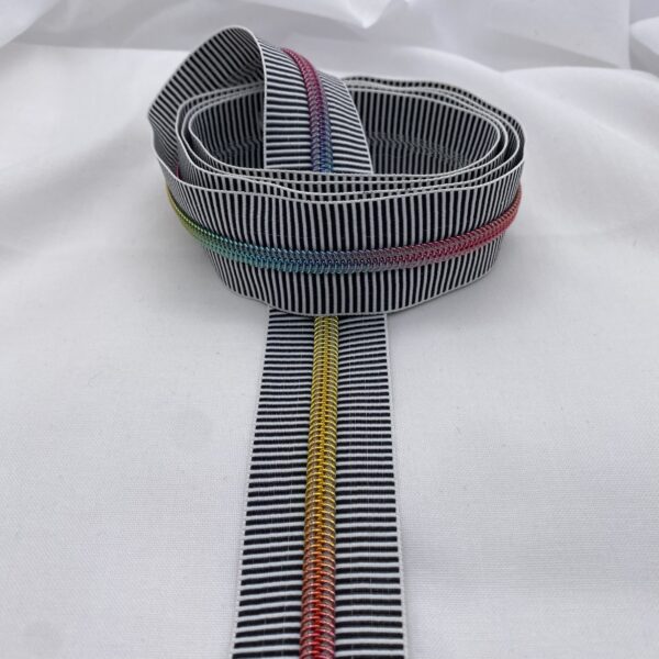 Reißverschluss Rainbow Stripes, breit, weiß-schwarz – Bild 5