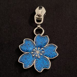 Zipper Sparkling Blossom, schmal, silber-blau