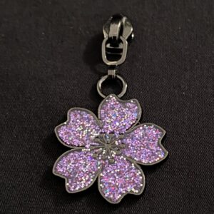 Zipper Sparkling Blossom, schmal, gunmetal-lila