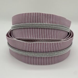 Reißverschluss Silver Stripes, breit, weiß-flieder