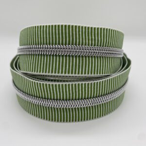 Reißverschluss Silver Stripes, breit, weiß-maigrün
