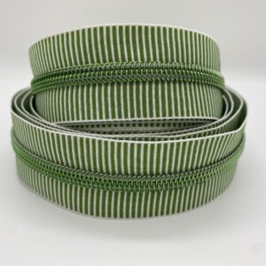 Reißverschluss Green Stripes, breit, weiß-maigrün
