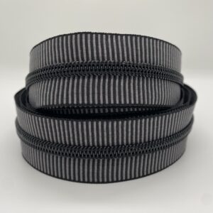 Reißverschluss Black Stripes, breit, schwarz-grau