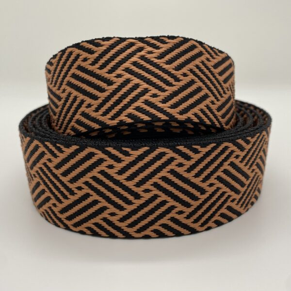 Gurtband Braided, 38mm, schwarz-cognac