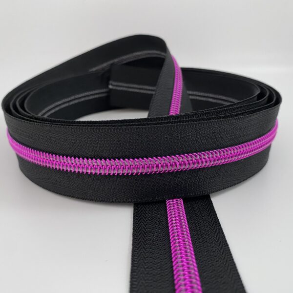 Reißverschluss Intense Colors, schwarz, breit, pink