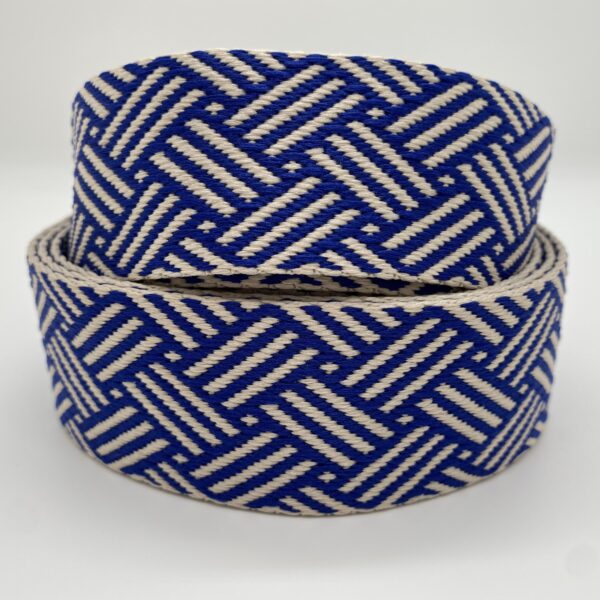 Gurtband Braided, 38mm, beige-royalblau