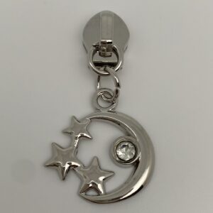 Zipper Mond&Sterne, klein, breit, silber