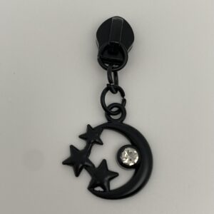 Zipper Mond&Sterne, klein, breit, mattschwarz