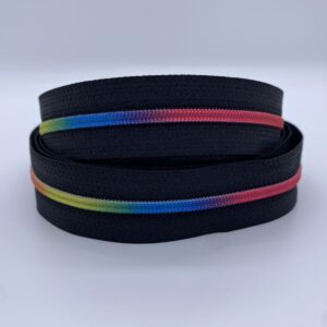 Reißverschluss Regenbogen, schmal, schwarz