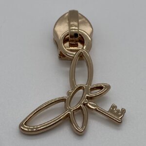 Zipper Libelle&Schlüssel, breit, hellgold