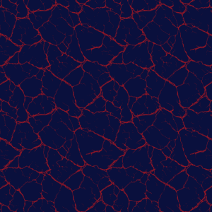 Earthcracks marineblau-rot Stoffdesign mit abstrakter Riss- und Erdstruktur in Marineblau und Rot für Taschen, Kleidung und kreative Nähprojekte